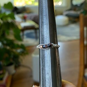 Black and rose gold wire wrapped ring